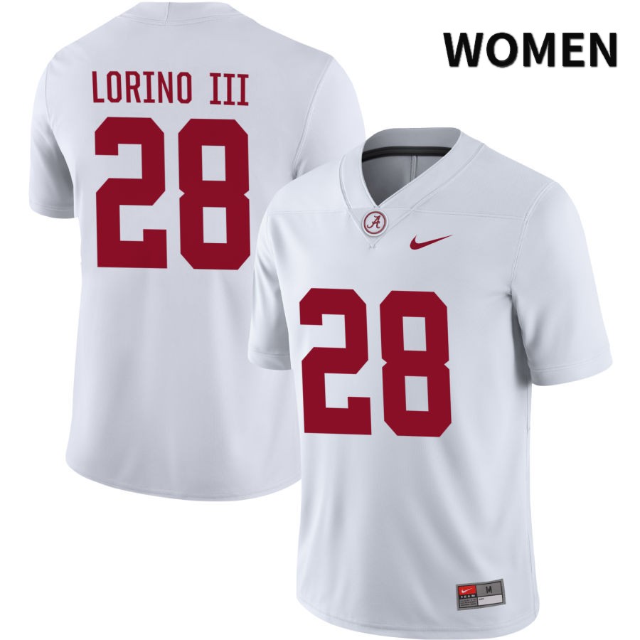 Alabama Crimson Tide Women's Michael Lorino III #28 NIL White 2022 NCAA Authentic Stitched College Football Jersey VT16T02FI